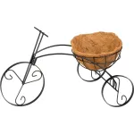 Suport decorativ pentru ghiveci tip bicicletă, metalic, negru, 30x48x30 cm