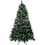 Stromček MagicHome Vianoce Albero, jedľa, zasnežené konce, so šiškami, 210 cm