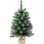 Stromček MagicHome Vianoce Belo, jedľa v jute, zasnežené konce, extra hustý, 60 cm