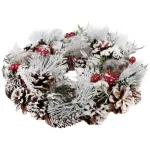 Veniec MagicHome Vianoce, so zasneženou čečinou, adventný, 31x8,5 cm