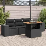 Set mobilier de grădină cu perne, 5 piese, negru, poliratan GartenMobel Dekor