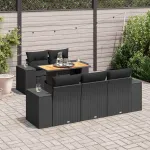 Set mobilier de grădină cu perne, 6 piese, negru, poliratan GartenMobel Dekor