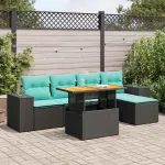 Set mobilier de grădină cu perne, 6 piese, negru, poliratan GartenMobel Dekor