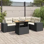 Set mobilier de grădină cu perne, 6 piese, negru, poliratan GartenMobel Dekor