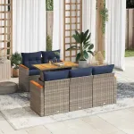 Set mobilier grădină cu perne, 6 piese, gri, poliratan GartenMobel Dekor