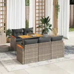 Set mobilier grădină cu perne 6 piese gri poliratan/lemn acacia GartenMobel Dekor