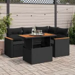 Set mobilier de grădină cu perne, 5 piese,poliratan/lemn acacia GartenMobel Dekor