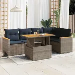 Set mobilier grădină cu perne, 6 piese, gri, poliratan GartenMobel Dekor