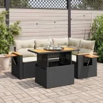 Set mobilier de grădină cu perne, 5 piese,poliratan/lemn acacia GartenMobel Dekor