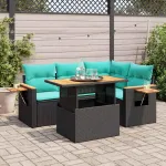 Set mobilier de grădină cu perne, 5 piese,poliratan/lemn acacia GartenMobel Dekor