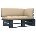 Canapea de colț din paleți de grădină negru lemn pin tratat GartenMobel Dekor