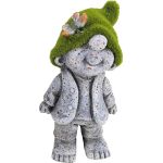 Dekorácia MagicHome, Chlapček so zeleným klobúkom, keramika, 9,5x6,5x17,8 cm