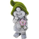 Dekorácia MagicHome, Dievčatko so zeleným klobúkom, keramika, 9,5x6,5x17,8 cm