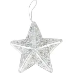 Decorațiune de Crăciun stea argintie MagicHome, 14x14x3 cm