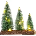 Decorațiune de Crăciun cu 3 brazi și 12 LED alb cald, 20x5x20 cm