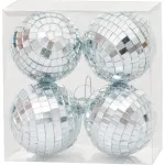 Set 4 globuri disco argintii MagicHome pentru bradul de Crăciun, 8 cm