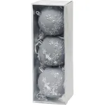 Set 3 globuri argintii MagicHome pentru bradul de Craciun, 8 cm