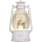 Felinar decorativ de Craciun cu LED alb cald, om de zapada, 20,5 cm