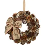 Coroniță decorativă de Crăciun naturală cu fundă, suspendabilă, 30 cm