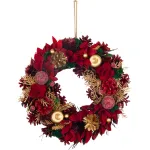 Coronita decorativa de Craciun MagicHome, suspendata, rosu-auriu, 30 cm