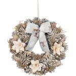 Coronita decorativa de Craciun naturala cu funda, 30 cm