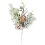 Crenguță decorativă de Crăciun cu conuri și efect de zăpadă, 30 cm