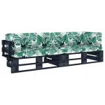 Canapea din paleți 2 locuri cu perne negru lemn de pin tratat GartenMobel Dekor