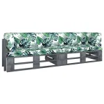 Canapea din paleți cu 2 locuri, cu perne, gri, lemn pin tratat GartenMobel Dekor