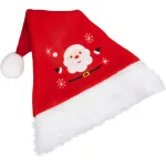 Caciula de Craciun rosie MagicHome cu model Mos Craciun, 32 x 45 cm