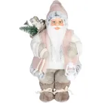 Decorațiune de Crăciun Moș Crăciun cu cadou, roz-maro, 30 cm