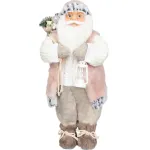 Decorațiune de Crăciun Moș Crăciun cu cadou, roz-maro, 46 cm