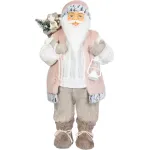 Decorațiune de Crăciun Moș Crăciun cu cadou, roz-maro, 60 cm