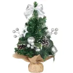 Brad decorativ de Craciun MagicHome, cu ornamente argintii, 30 cm