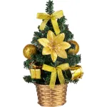 Bradut decorativ de Craciun cu decor auriu si tobita, 21 cm