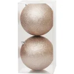 Set 2 globuri de Crăciun MagicHome șampanie, 12 cm, pentru brad