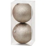 Set 2 globuri decorative bej MagicHome pentru brad, 12 cm