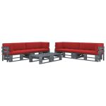 Set mobilier din paleți cu perne, 6 piese, gri, lemn pin tratat GartenMobel Dekor