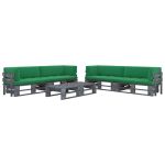 Set mobilier din paleți cu perne, 6 piese, gri, lemn pin tratat GartenMobel Dekor