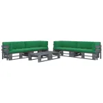 Set mobilier din paleți cu perne, 6 piese, gri, lemn pin tratat GartenMobel Dekor