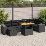 Set mobilier de grădină cu perne, 5 piese,poliratan/lemn acacia GartenMobel Dekor