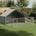 Canisa de exterior cu alergare 4x3x1,9 m otel galvanizat GartenMobel Dekor