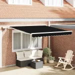 Cortina Retractabilă Negru 300 x 250 cm Material textil și oțel GartenMobel Dekor