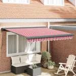Cortina Retractabilă Roșu și Alb 300 x 250 cm Stofă și Metal GartenMobel Dekor