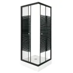 Cabină de duș Kerra Pico Black Stripe 70x70 cm cu cădiță inclusă