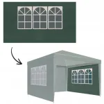 Perete lateral pavilion gradina, cu fereastra, prindere velcro, 3x2 m, material PE impermeabil, verde