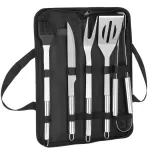 Set ustensile pentru gratar din inox, 5 piese, cu husa transport