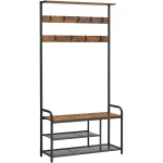 Cuier pentru hol VASAGLE cu banca si suport pantofi, maro rustic