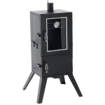 Afumatoare pentru gradina cu termometru integrat si 3 gratare, neagra