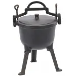 Ceaun din fonta 5L cu capac si picioare pentru gatit in aer liber