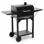 Gratar pe carbuni pentru gradina cu capac, termometru si rafturi 51x34 cm